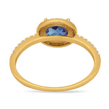 Art Deco Oval Natural Stone Solitaire Ring