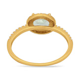 Art Deco Oval Natural Stone Solitaire Ring