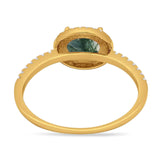 Art Deco Oval Natural Stone Solitaire Ring