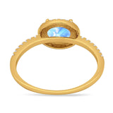 Art Deco Oval Natural Stone Solitaire Ring