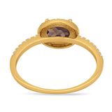 Art Deco Oval Natural Stone Solitaire Ring