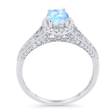 Vintage Style Oval Natural Stone Art Deco Ring