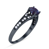 Art Deco Round Natural Stone Cathedral Ring