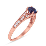 Art Deco Round Natural Stone Cathedral Ring