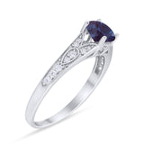 Art Deco Round Natural Stone Cathedral Ring