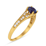 Art Deco Round Natural Stone Cathedral Ring