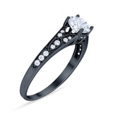 Art Deco Round Natural Stone Cathedral Ring