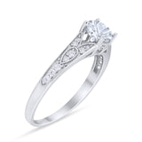 Art Deco Round Natural Stone Cathedral Ring