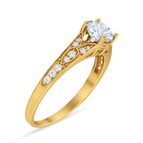 Art Deco Round Natural Stone Cathedral Ring