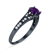 Art Deco Round Natural Stone Cathedral Ring