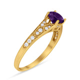 Art Deco Round Natural Stone Cathedral Ring