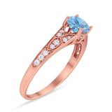 Art Deco Round Natural Stone Cathedral Ring