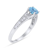 Art Deco Round Natural Stone Cathedral Ring