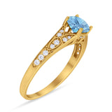 Art Deco Round Natural Stone Cathedral Ring