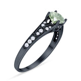 Art Deco Round Natural Stone Cathedral Ring