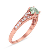 Art Deco Round Natural Stone Cathedral Ring