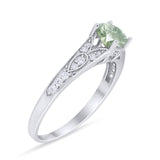 Art Deco Round Natural Stone Cathedral Ring