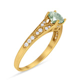 Art Deco Round Natural Stone Cathedral Ring