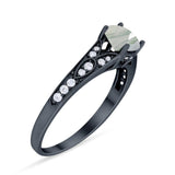 Art Deco Round Natural Stone Cathedral Ring