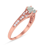 Art Deco Round Natural Stone Cathedral Ring