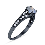 Art Deco Round Natural Stone Cathedral Ring