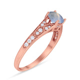 Art Deco Round Natural Stone Cathedral Ring