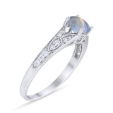 Art Deco Round Natural Stone Cathedral Ring