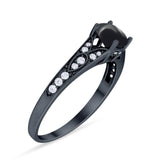 Art Deco Round Natural Stone Cathedral Ring