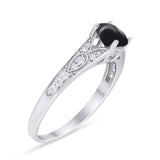 Art Deco Round Natural Stone Cathedral Ring