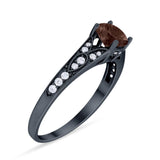 Art Deco Round Natural Stone Cathedral Ring
