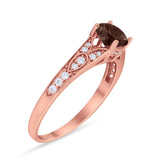 Art Deco Round Natural Stone Cathedral Ring