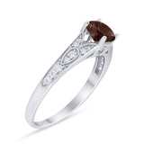 Art Deco Round Natural Stone Cathedral Ring