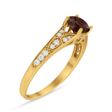 Art Deco Round Natural Stone Cathedral Ring