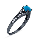 Art Deco Round Natural Stone Cathedral Ring