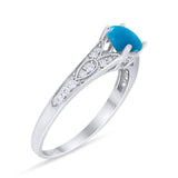 Art Deco Round Natural Stone Cathedral Ring