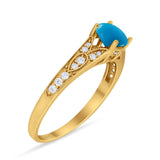 Art Deco Round Natural Stone Cathedral Ring