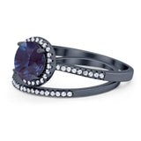 Two Piece Round Natural Stone Bridal Ring