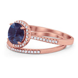 Two Piece Round Natural Stone Bridal Ring