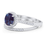 Two Piece Round Natural Stone Bridal Ring