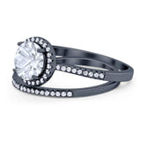Two Piece Round Natural Stone Bridal Ring