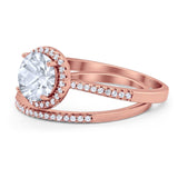 Two Piece Round Natural Stone Bridal Ring