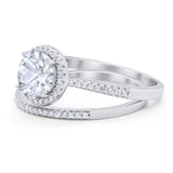 Two Piece Round Natural Stone Bridal Ring