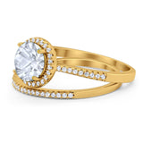 Two Piece Round Natural Stone Bridal Ring