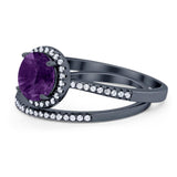 Two Piece Round Natural Stone Bridal Ring