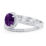 Two Piece Round Natural Stone Bridal Ring