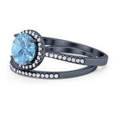 Two Piece Round Natural Stone Bridal Ring