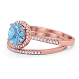 Two Piece Round Natural Stone Bridal Ring