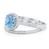 Two Piece Round Natural Stone Bridal Ring