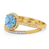 Two Piece Round Natural Stone Bridal Ring