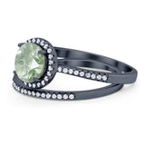 Two Piece Round Natural Stone Bridal Ring